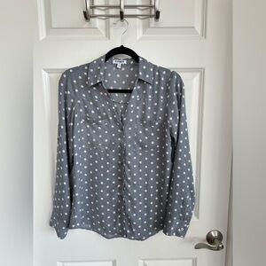 Express Women’s | Gray Polka Dot Portofino Shirt | size S